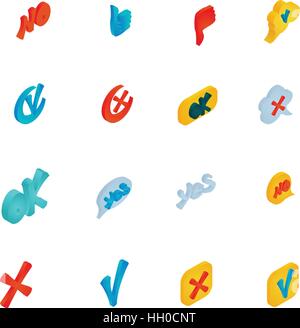 Check mark icons set, isometric 3d style Stock Vector