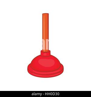 Red cup plunger icon, cartoon style Stock Vector