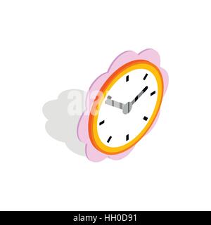 Daisy clock icon, isometric 3d style Stock Vector