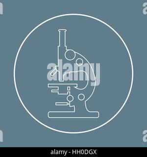 Stylized vector icon of microscope. Magnifying device sign. Laboratory equipment symbol. Stock Vector