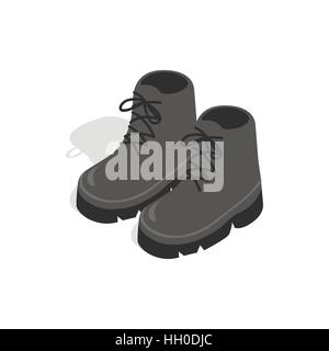 Black boots icon in isometric 3d style Stock Vector