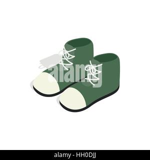 Pair of green boots icon, isometric 3d style Stock Vector