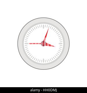 Round wall clock with red arrows icon, flat style Stock Vector