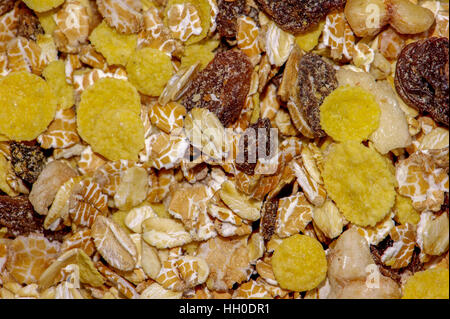 Sweet healthy muesli for breakfast, direct above shot Stock Photo