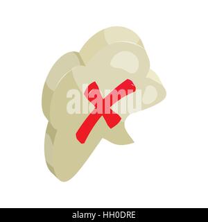 Red cros in a cloud icon, cartoon style Stock Vector