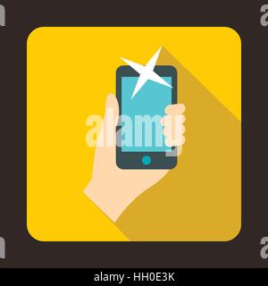 Hand photographed on a mobile phone icon Stock Vector