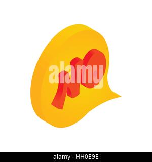 No sign in speech bubble icon, isometric 3d style Stock Vector