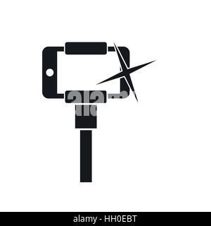 Taking pictures on smartphone on selfie stick icon Stock Vector