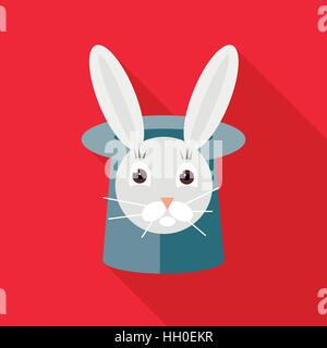Rabbit in a top magic hat icon, flat style Stock Vector