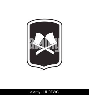 Shield with crossed axes icon, simple style Stock Vector