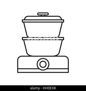 Double boiler icon, outline style Stock Vector