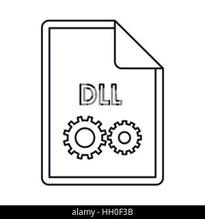 DLL file extension icon icon, outline style Stock Vector