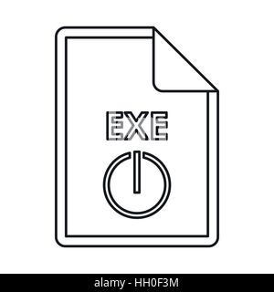 EXE extension text file icon, outline style Stock Vector