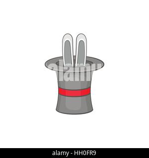Rabbit ears appearing from a top magic hat icon Stock Vector