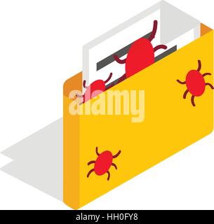 Infected email icon in isometric 3d style Stock Vector