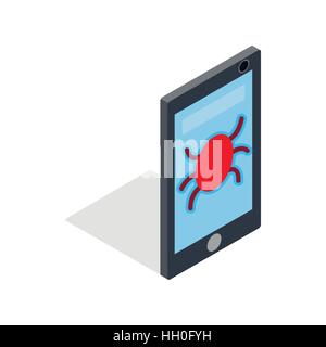 Infected smartphone icon, isometric 3d style Stock Vector