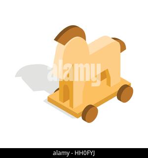 Horse trojan icon in isometric 3d style Stock Vector