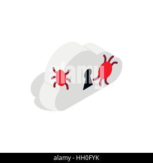 Cloud with keyhole and computer virus icon Stock Vector
