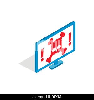 Computer monitor with a skull and bones icon Stock Vector