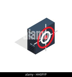 Computer system unit and red target icon Stock Vector