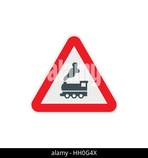 Warning sign railway crossing without barrier icon Stock Vector