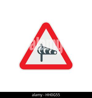 Sign warning about cross wind from the left icon Stock Vector