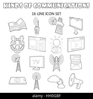 Communication icons set, outline ctyle Stock Vector Image & Art - Alamy
