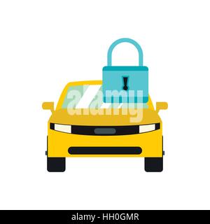 Locking car doors icon, flat style Stock Vector