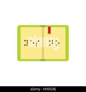 Book written in Braille icon, flat style Stock Vector