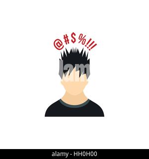 Man with different signs over his head icon Stock Vector