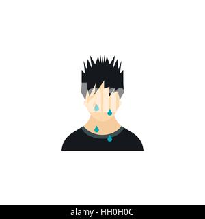 Sweaty man icon in flat style Stock Vector