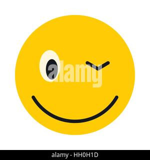 Winking smiley icon, flat style Stock Vector
