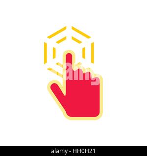 Cursor hand clicks icon, flat style Stock Vector