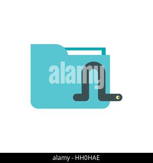 Worm in e-mail icon, flat style Stock Vector