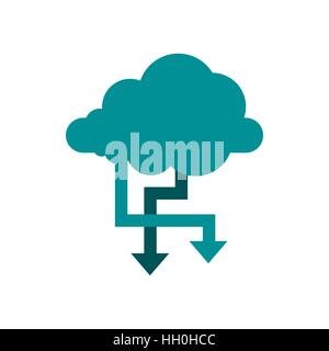 Storing files in cloud icon, flat style Stock Vector