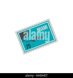 Stamp with plane and text Miami inside icon Stock Vector
