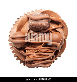 A home made chocolate cupcake on a white background Stock Photo