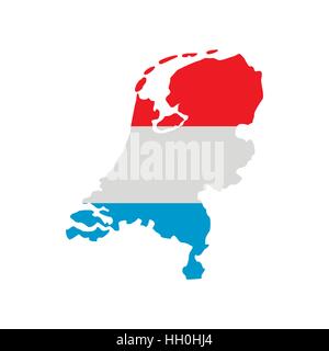 Map of the Netherlands in Dutch flag colors icon Stock Vector