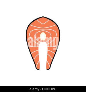 Salmon steak icon in flat style Stock Vector