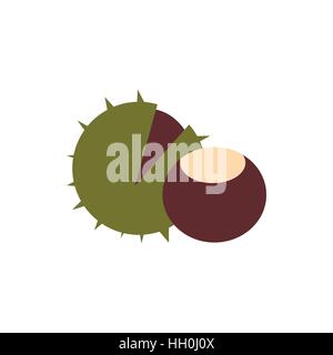 Chestnut icon, flat style Stock Vector