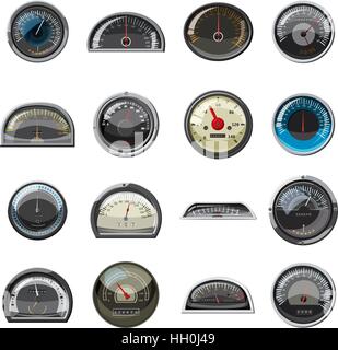 Car speedometers set, realistic style Stock Vector