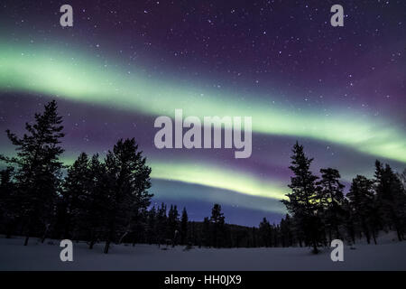 Northern lights in Urho Kekkonen national park, Finland Stock Photo