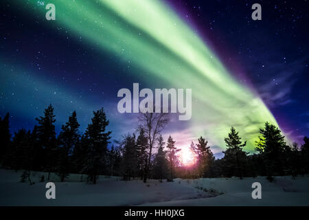 Northern lights in Urho Kekkonen national park, Finland Stock Photo