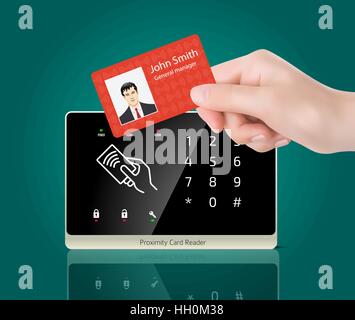 Access control system - time and attendance management Stock Vector