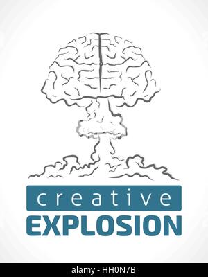Creative explosion brain damage Stock Vector