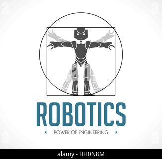 Logo - robotics - The Vitruvian Man - Da Vinci Stock Vector