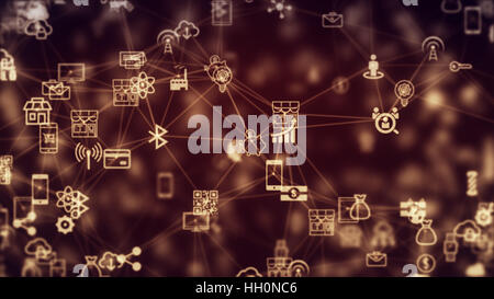 internet of things, background from the chaotically slow moving connected things Stock Photo