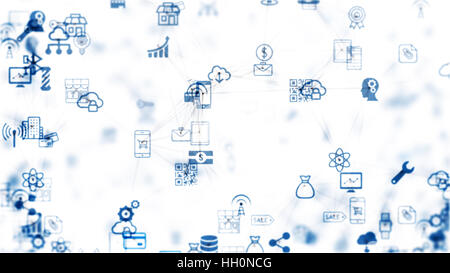internet of things, background from the chaotically slow moving connected things Stock Photo