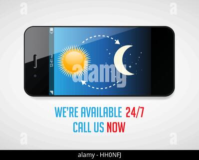 All day and all night available service Stock Vector