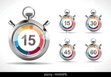 Stopwatch - countdown concept - minutes Stock Vector
